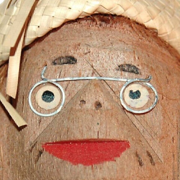 Tiki Face Bank Wooden Figurine Hand Carved Boho Doll Decorative - Picture 2 of 9